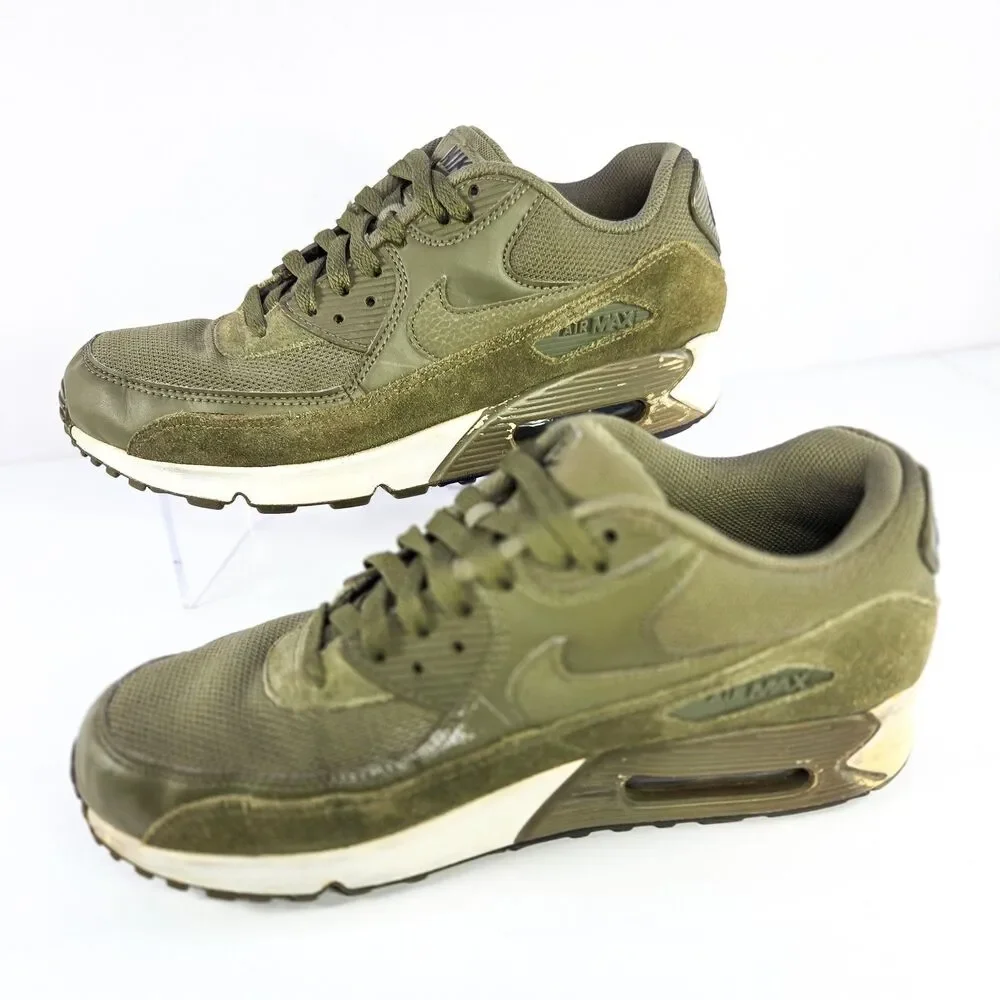 Nike Air Max 90 Olive Green Suede Mesh 537384-201 Sz 9.5